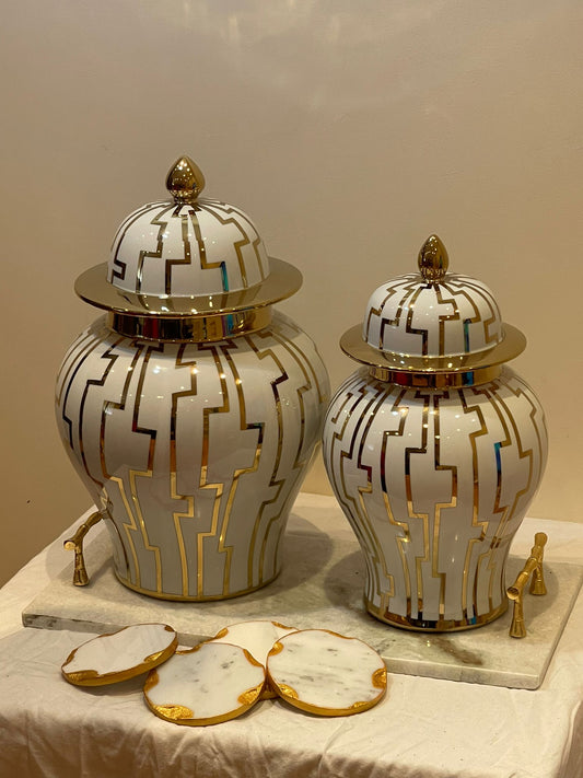 Gold Geometric Jar