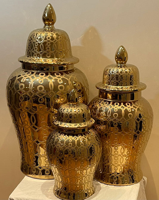 Gold Swirl Ginger Jar